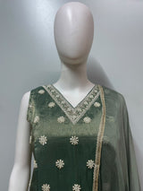 Sage Olive Silver Floral Palazzo Set