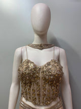 Champagne Gold Jewel Corset Draped Skirt Set