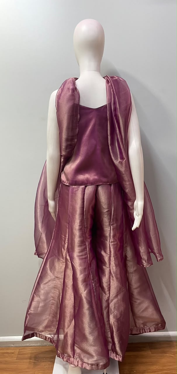 Smoky Mauve Antique Gold Floral Palazzo Set