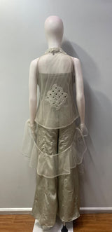 Champagne Sage Pearl Cutwork Palazzo Set