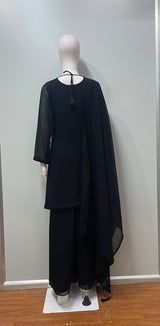 Noir Sequin Embroidered Palazzo Couture Ensemble