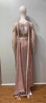 Smoky Rose Crystal Draped Skirt Set