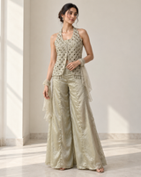 Champagne Sage Pearl Cutwork Palazzo Set