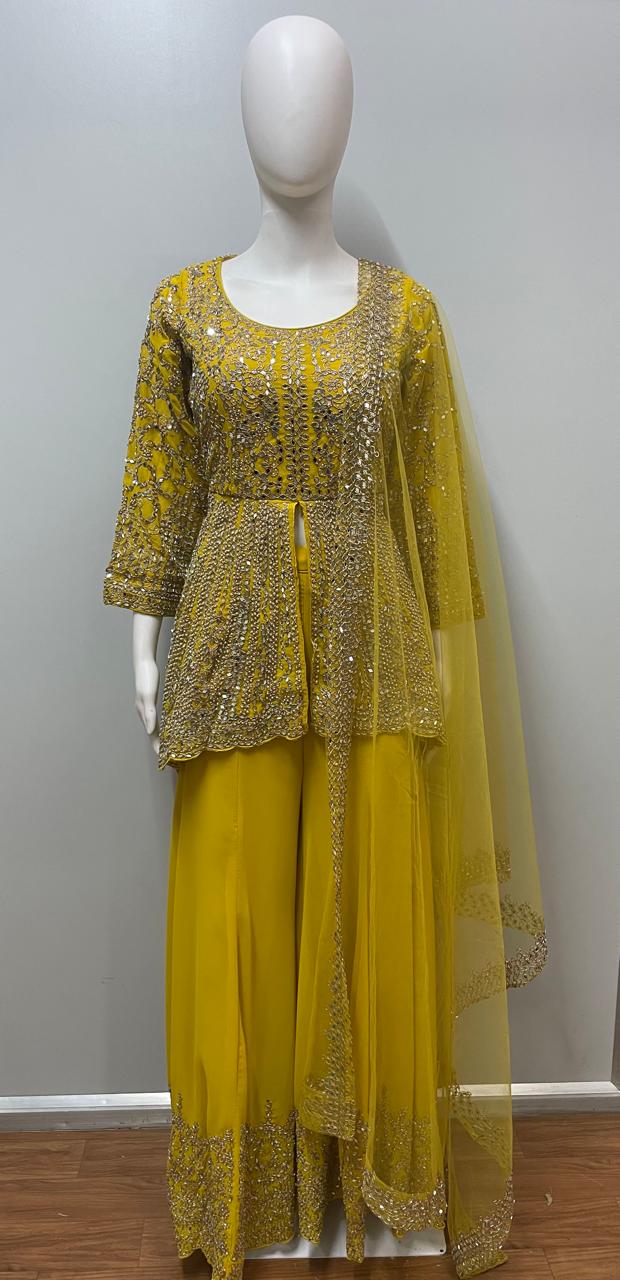 Golden Yellow Embellished Sharara Set