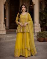 Golden Yellow Embellished Sharara Set