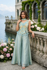 Powder Blue Floral Palazzo Set