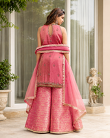 Rose Pink Jewel Embroidered Palazzo Ensemble