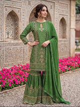 Jewel Green Gold Sharara Set