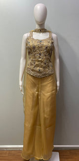 Antique Mustard Multicolor Jewel Palazzo Set