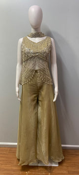 Antique Gold Pearl Jewel Palazzo Set