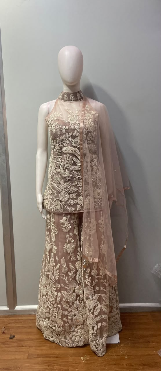Dusty Taupe Ivory Floral Palazzo Set