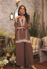 Mocha Brown Silver Floral Palazzo Set