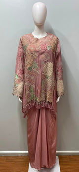 Dusty Rose Botanical Embroidered Festive Ensemble