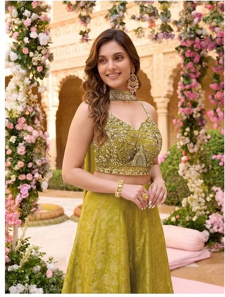 Chartreuse Gold Jewel Palazzo Set