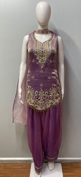 Dusty Plum Antique Gold Jewel Salwar Set
