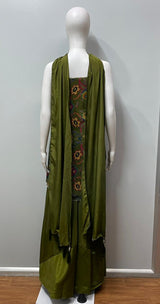 Olive Paisley Embroidered Palazzo Set