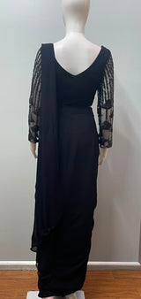 Noir Crystal Corset Draped Saree Ensemble
