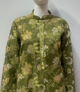 Olive Botanical Men's Kurta Trouser Set
