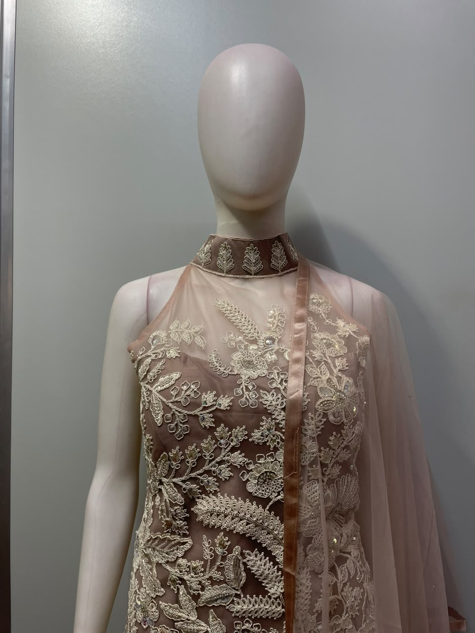 Dusty Taupe Ivory Floral Palazzo Set
