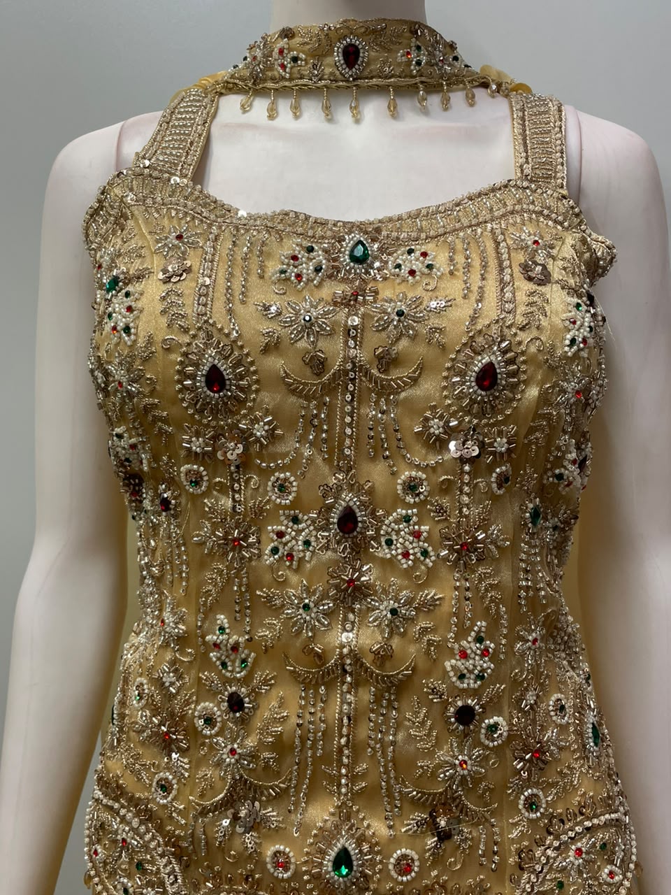 Antique Mustard Multicolor Jewel Palazzo Set