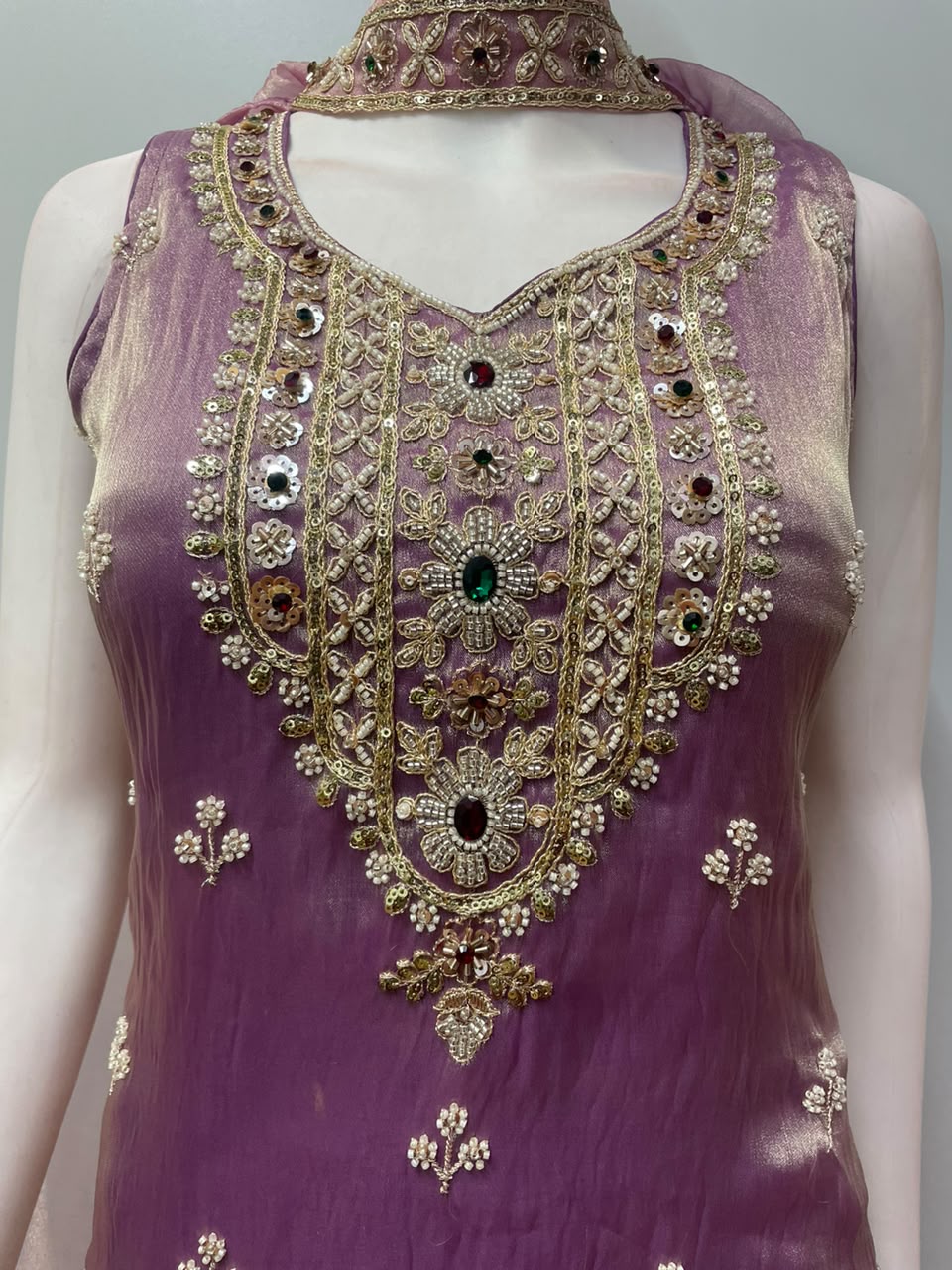 Dusty Plum Antique Gold Jewel Salwar Set