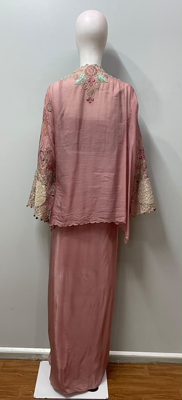 Dusty Rose Botanical Embroidered Festive Ensemble