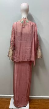 Dusty Rose Botanical Embroidered Festive Ensemble