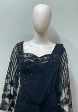 Noir Crystal Corset Draped Saree Ensemble