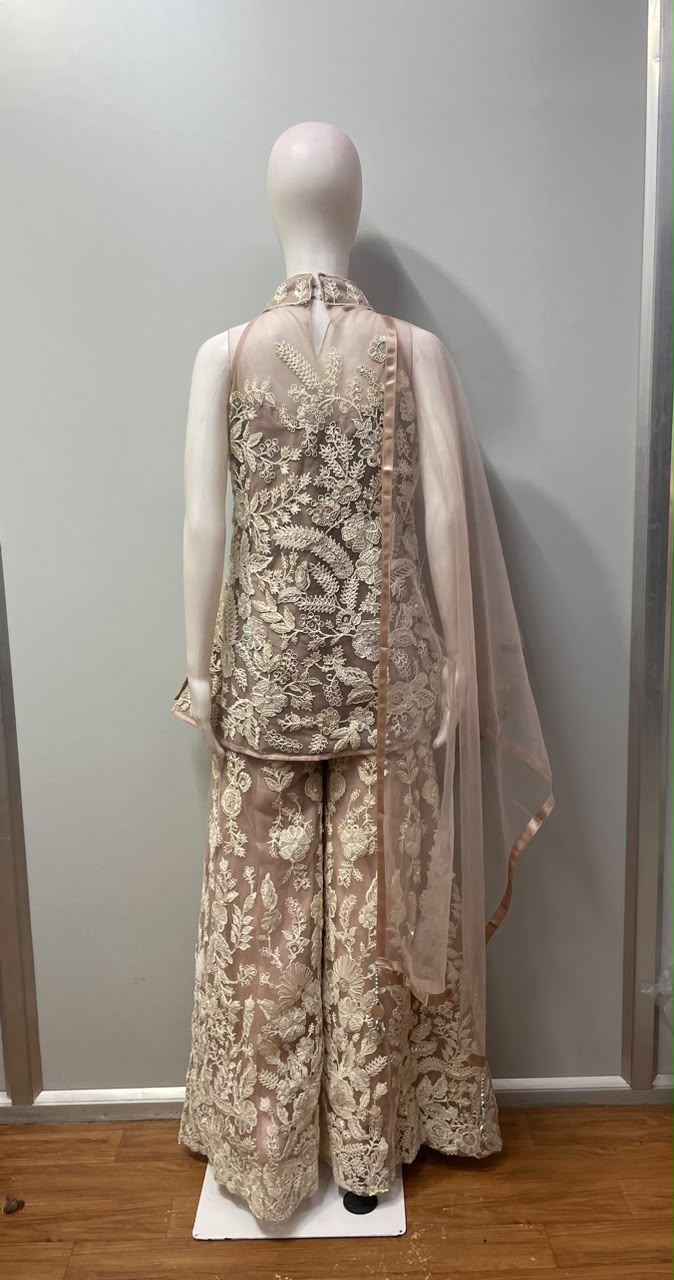 Dusty Taupe Ivory Floral Palazzo Set