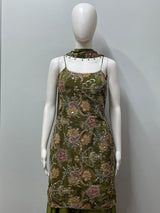 Olive Paisley Embroidered Palazzo Set
