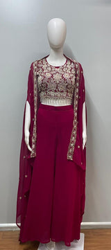 Magenta Gold Cape Palazzo Set