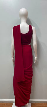 Ruby Zari Draped Saree Set