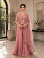 Dusty Rose Champagne Gold Embroidered Palazzo Ensemble