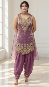 Dusty Plum Antique Gold Jewel Salwar Set