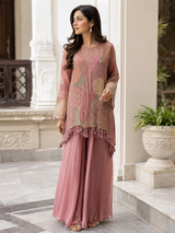 Dusty Rose Botanical Embroidered Festive Ensemble