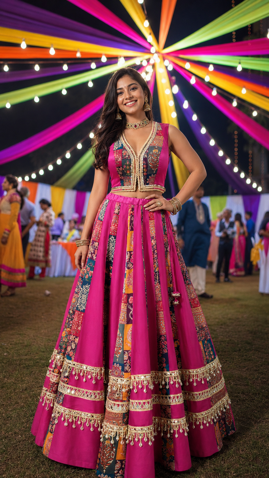Fuchsia Patchwork Gota Lehenga Choli Set (delivery 15 days)