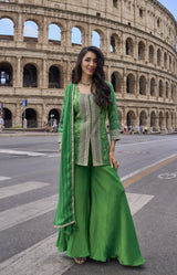 Emerald Gold Bandhani Sharara Couture Ensemble