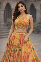 Sunflower Bloom Floral Lehenga Set