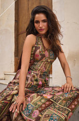 Olive Mosaic Printed Palazzo Set