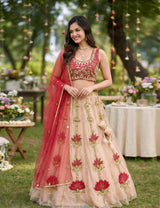 Blush Lotus Garden Lehenga Couture Ensemble