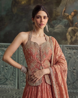 Vintage Rose Antique Gold Floral Lehenga Set