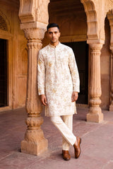 Ivory Botanical Gold Kurta Set