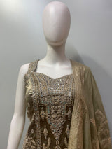 Antique Olive Gold Jewel Lehenga Set