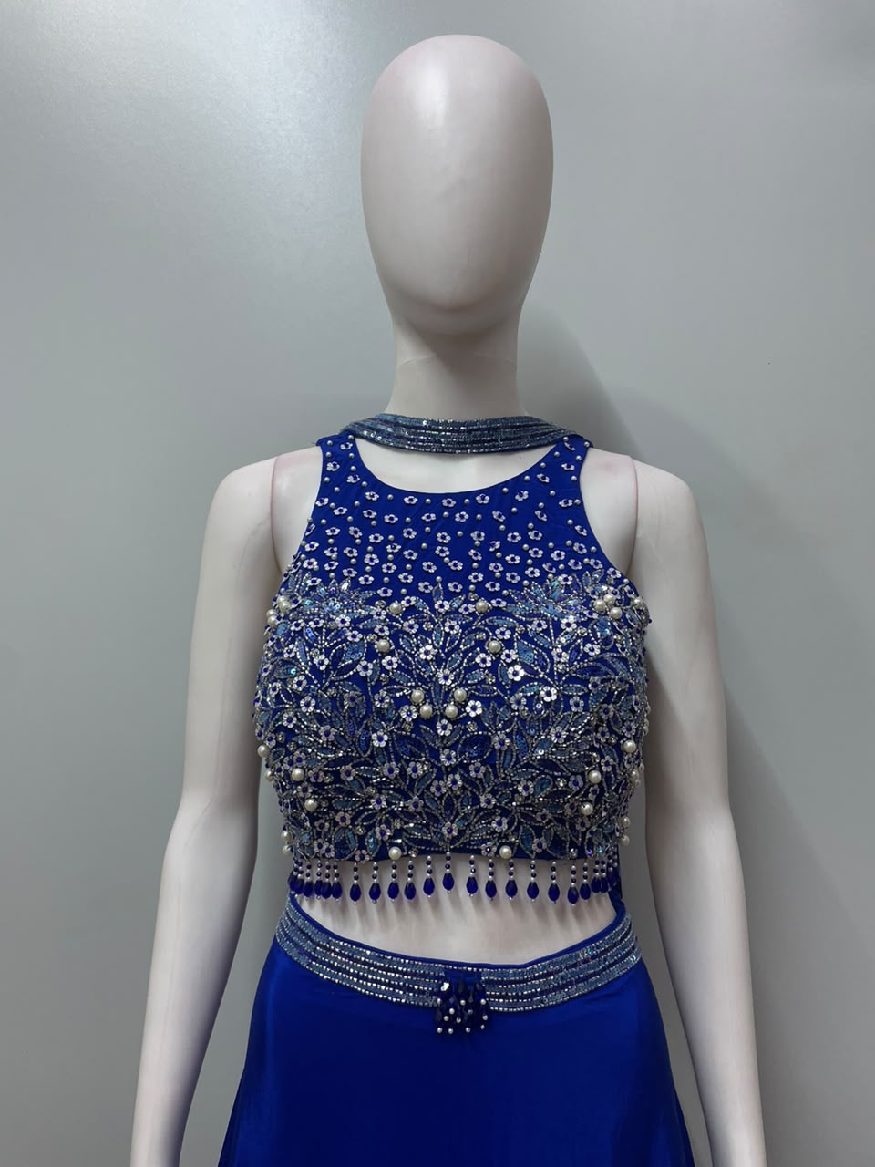 Royal Blue Silver Crystal Lehenga Set