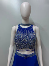 Royal Blue Silver Crystal Lehenga Set