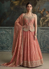 Vintage Rose Antique Gold Floral Lehenga Set