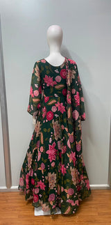 Emerald Floral Embroidered Jacket Palazzo Set