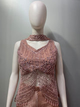 Dusty Rose Pearl Jewel Palazzo Set