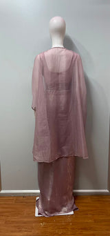 Smoky Mauve Crystal Corset Pre-Draped Saree Set