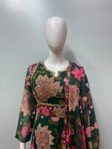 Emerald Floral Embroidered Jacket Palazzo Set